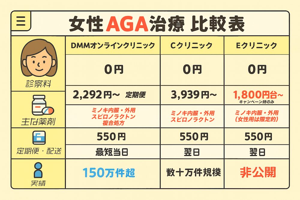 女性AGA治療比較