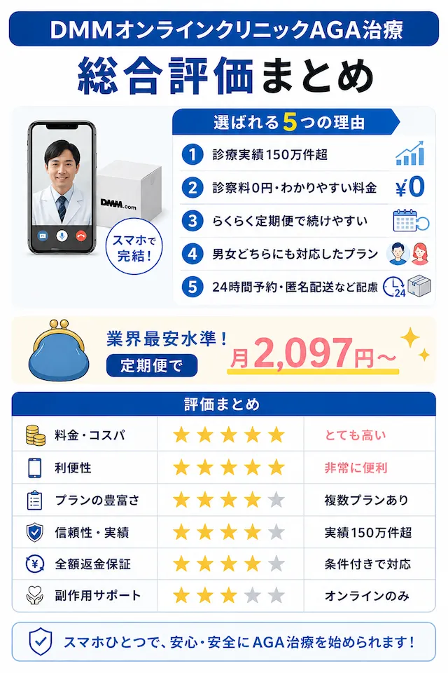 DMMオンラインクリニックAGA治療の総合評価