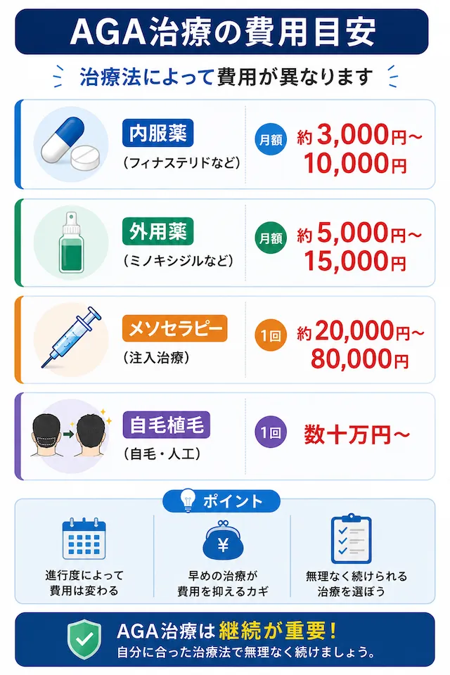 どのくらいかかる？AGA治療の費用相場